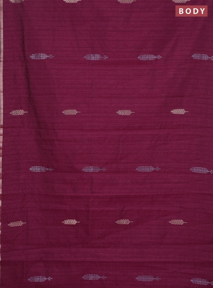 Banarasi semi matka saree wine shade with silver & gold zari woven buttas and zari woven piping border