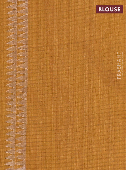 Banarasi semi matka saree dark mustard with silver & gold zari woven buttas and zari woven piping border