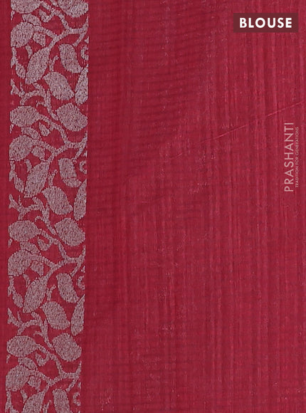 Banarasi semi matka saree maroon with thread & silver zari woven buttas and zari woven piping border