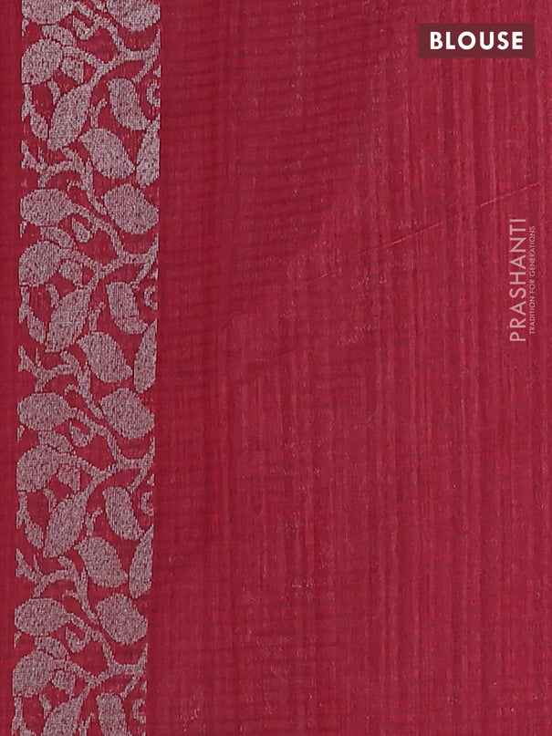 Banarasi semi matka saree maroon with thread & silver zari woven buttas and zari woven piping border