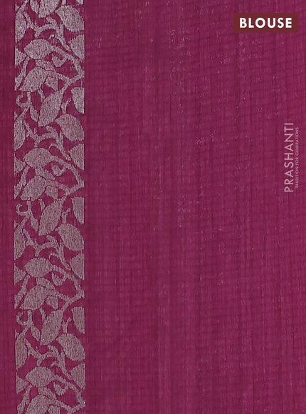 Banarasi semi matka saree wine shade with thread & silver zari woven buttas and zari woven piping border