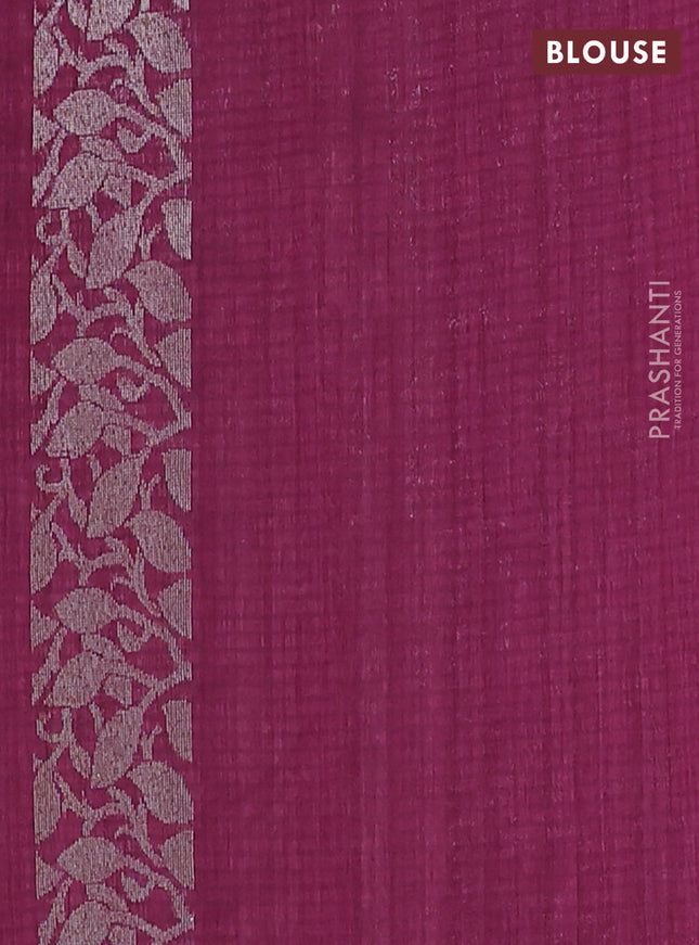 Banarasi semi matka saree wine shade with thread & silver zari woven buttas and zari woven piping border