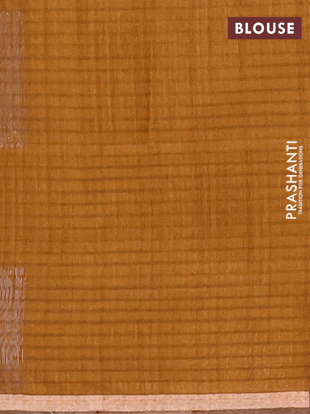 Banarasi semi matka saree dark mustard with silver & gold zari woven buttas and zari woven piping border