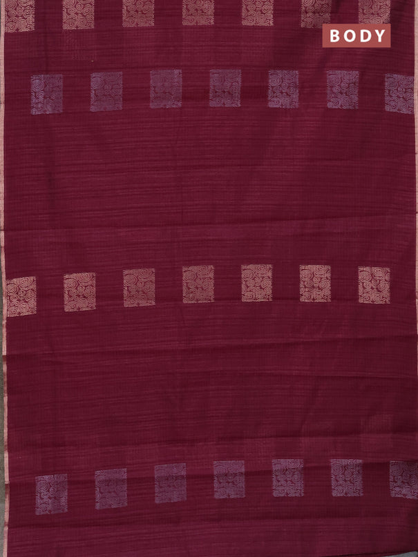 Banarasi semi matka saree wine shade with silver & gold zari woven buttas and zari woven piping border