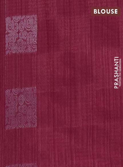 Banarasi semi matka saree wine shade with silver & gold zari woven buttas and zari woven piping border