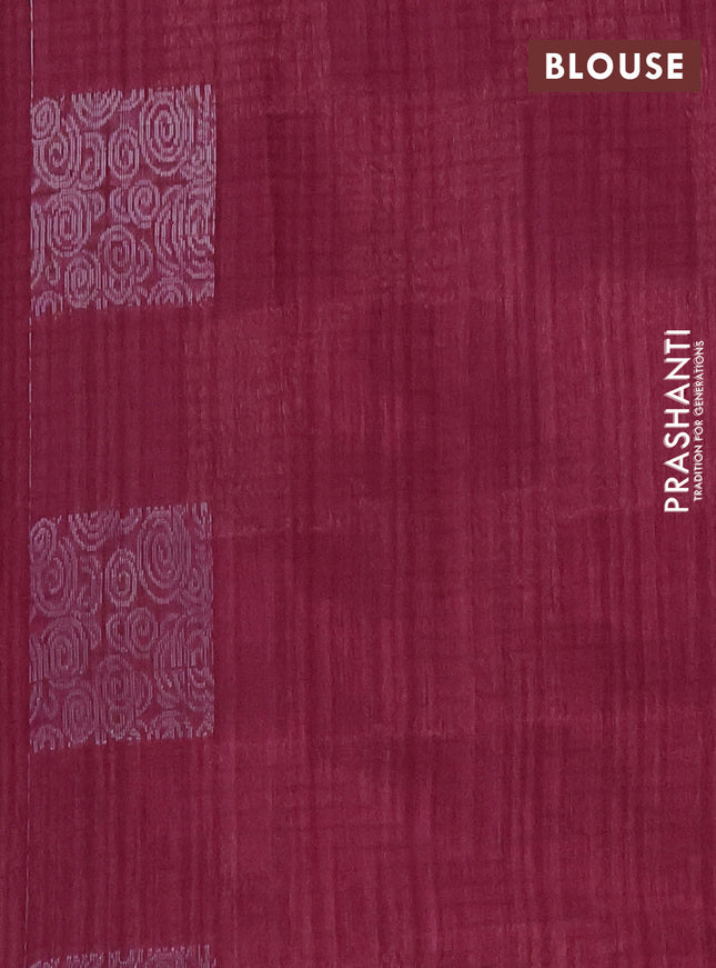 Banarasi semi matka saree wine shade with silver & gold zari woven buttas and zari woven piping border