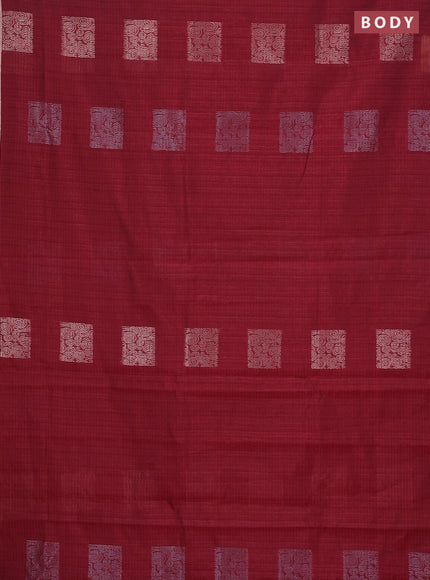 Banarasi semi matka saree maroon with silver & gold zari woven buttas and zari woven piping border