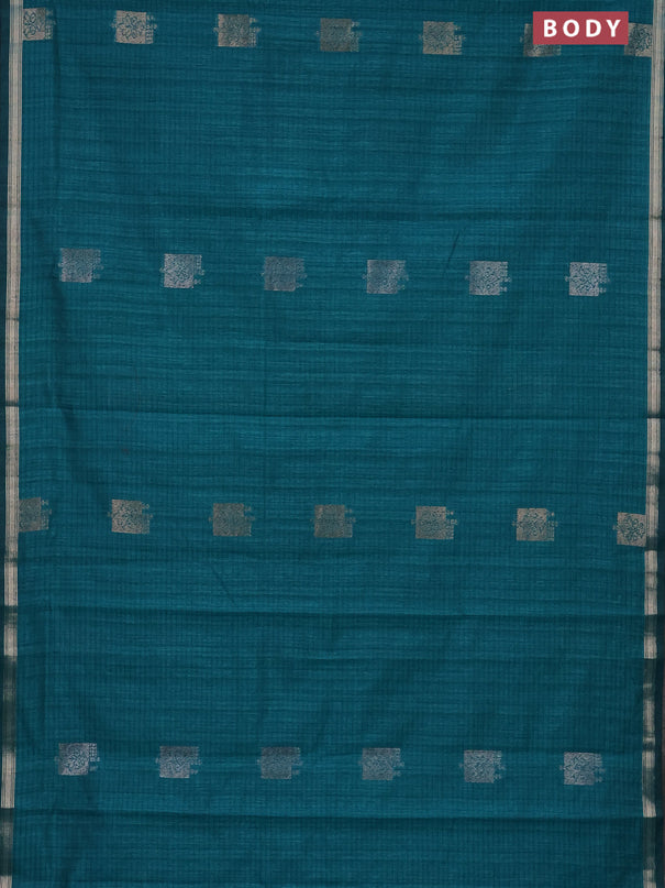 Banarasi semi matka saree teal green with woven buttas and zari woven piping border