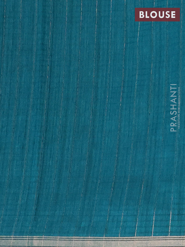 Banarasi semi matka saree teal green with woven buttas and zari woven piping border