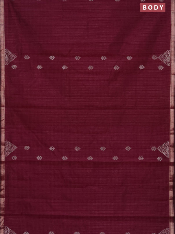 Banarasi semi matka saree wine shade with silver zari woven buttas and zari woven border