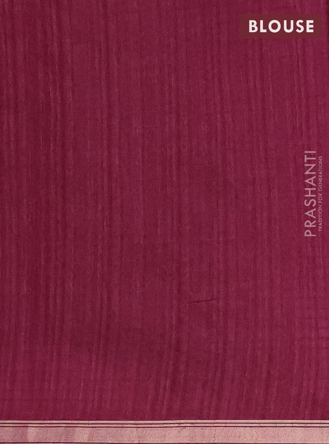 Banarasi semi matka saree wine shade with silver zari woven buttas and zari woven border