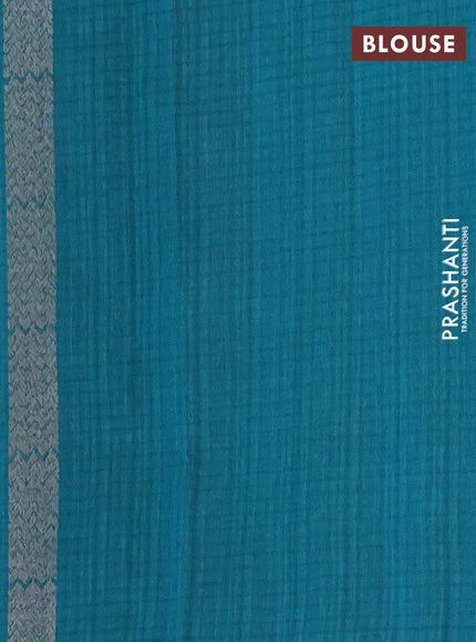 Banarasi semi matka saree teal green with silver zari woven buttas and zari woven border