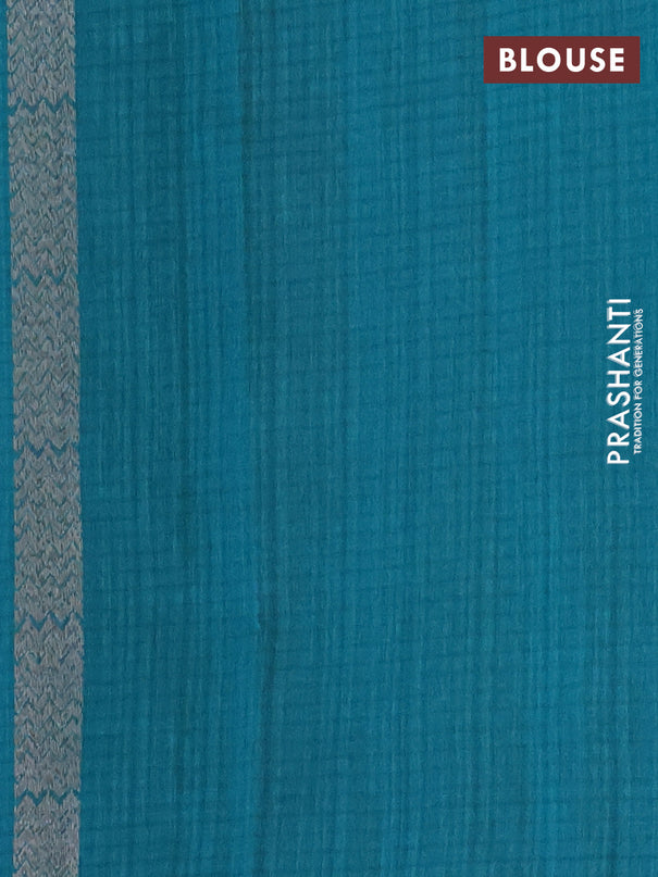 Banarasi semi matka saree teal green with silver zari woven buttas and zari woven border