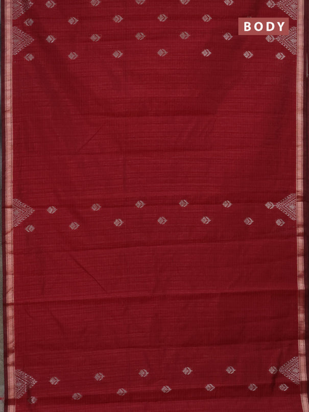 Banarasi semi matka saree maroon with silver zari woven buttas and zari woven border