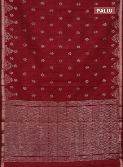 Banarasi semi matka saree maroon with silver zari woven buttas and zari woven border