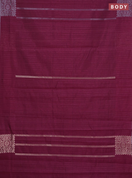 Banarasi semi matka saree wine shade with allover silver & gold zari weaves and zari woven butta border
