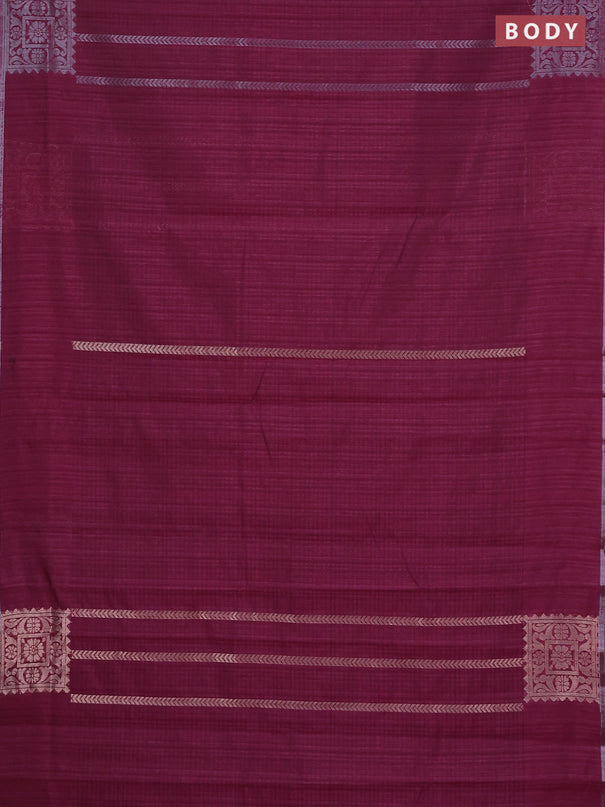 Banarasi semi matka saree wine shade with allover silver & gold zari weaves and zari woven butta border