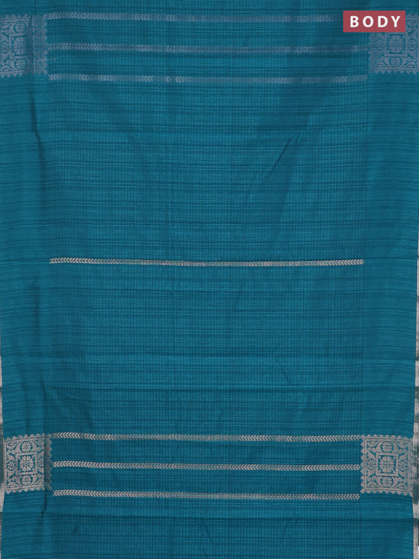 Banarasi semi matka saree teal green with allover silver & gold zari weaves and zari woven butta border