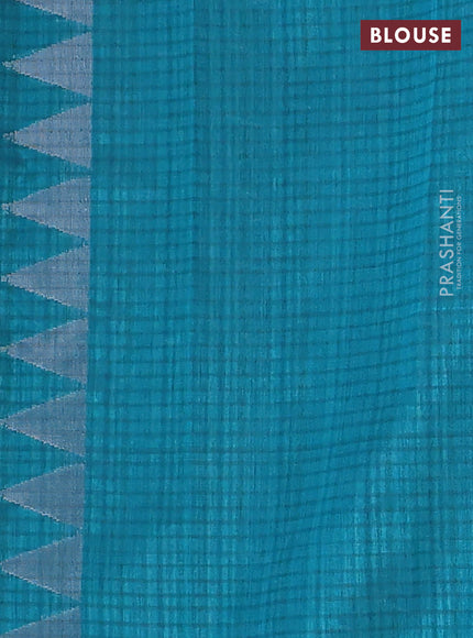 Banarasi semi matka saree teal green with allover silver & gold zari weaves and zari woven butta border