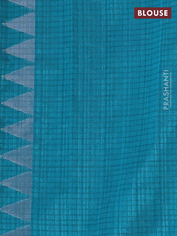 Banarasi semi matka saree teal green with allover silver & gold zari weaves and zari woven butta border