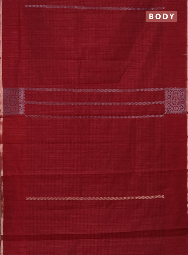 Banarasi semi matka saree maroon with allover silver & gold zari weaves and zari woven butta border