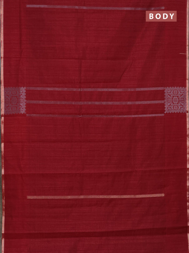 Banarasi semi matka saree maroon with allover silver & gold zari weaves and zari woven butta border