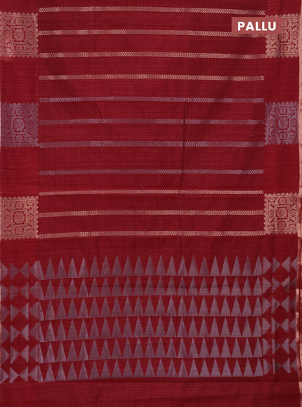 Banarasi semi matka saree maroon with allover silver & gold zari weaves and zari woven butta border