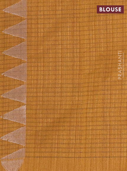 Banarasi semi matka saree dark mustard with allover silver & gold zari weaves and zari woven butta border