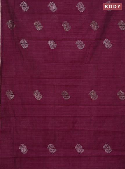Banarasi semi matka saree wine shade with woven buttas and zari woven piping border