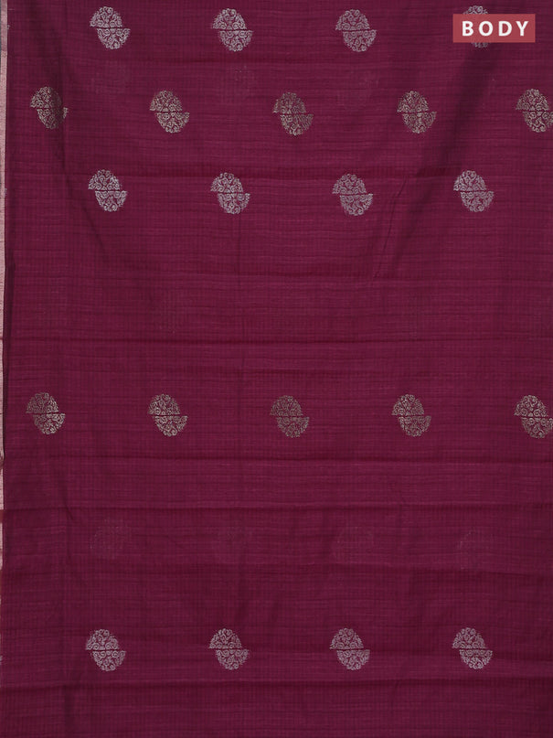 Banarasi semi matka saree wine shade with woven buttas and zari woven piping border