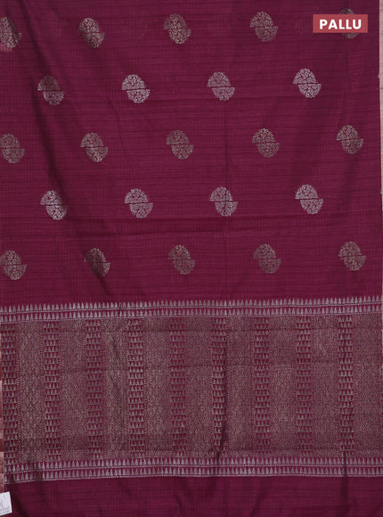 Banarasi semi matka saree wine shade with woven buttas and zari woven piping border