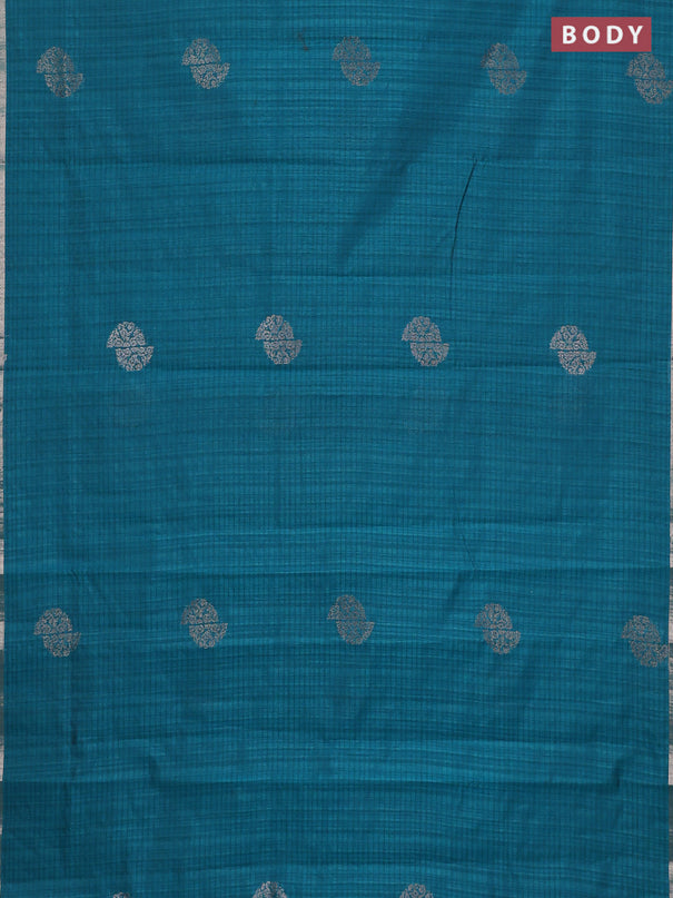 Banarasi semi matka saree teal green with woven buttas and zari woven piping border