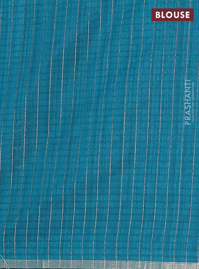 Banarasi semi matka saree teal green with woven buttas and zari woven piping border