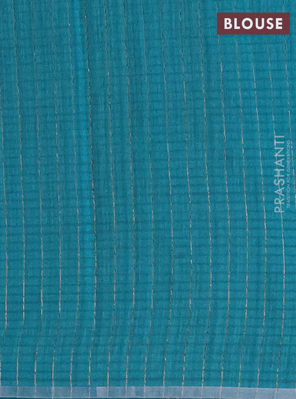 Banarasi semi matka saree teal green with woven buttas and zari woven piping border