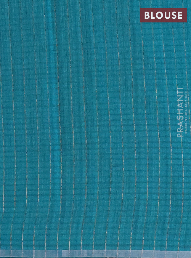 Banarasi semi matka saree teal green with woven buttas and zari woven piping border