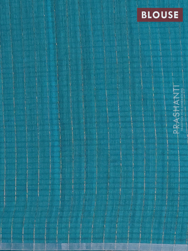 Banarasi semi matka saree teal green with woven buttas and zari woven piping border