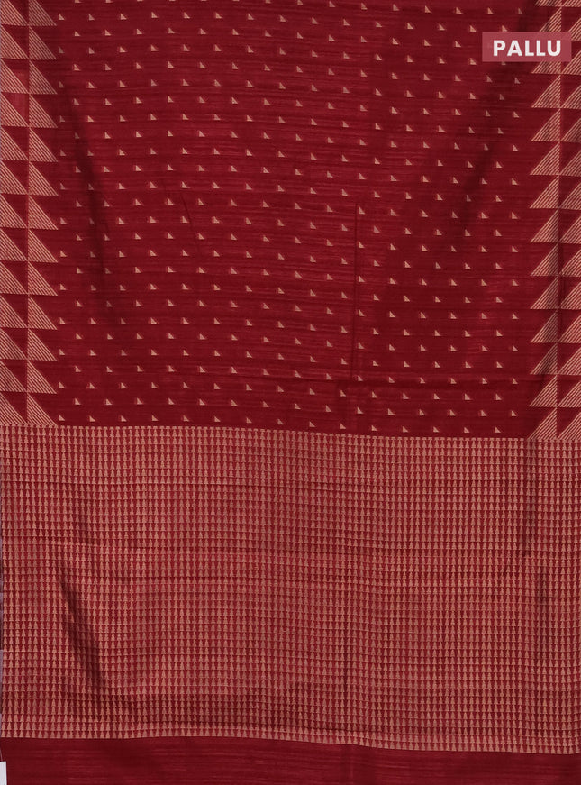 Banarasi semi matka saree maroon with allover zari woven geometric buttas and woven border