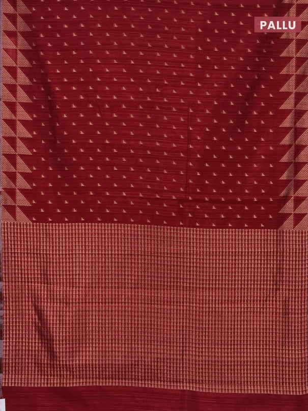 Banarasi semi matka saree maroon with allover zari woven geometric buttas and woven border