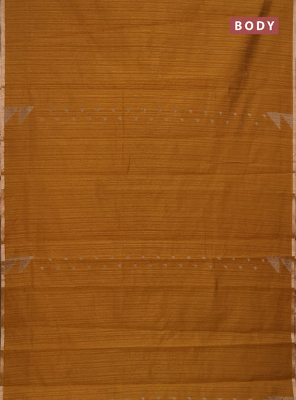 Banarasi semi matka saree dark mustard with allover zari woven geometric buttas and woven border