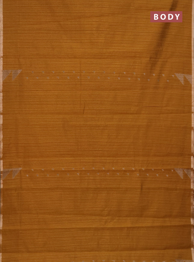 Banarasi semi matka saree dark mustard with allover zari woven geometric buttas and woven border
