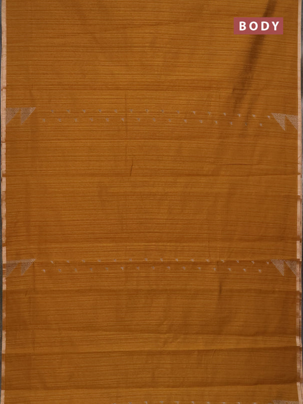 Banarasi semi matka saree dark mustard with allover zari woven geometric buttas and woven border