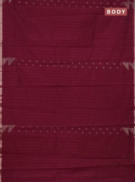 Banarasi semi matka saree wine shade with allover zari woven geometric buttas and woven border