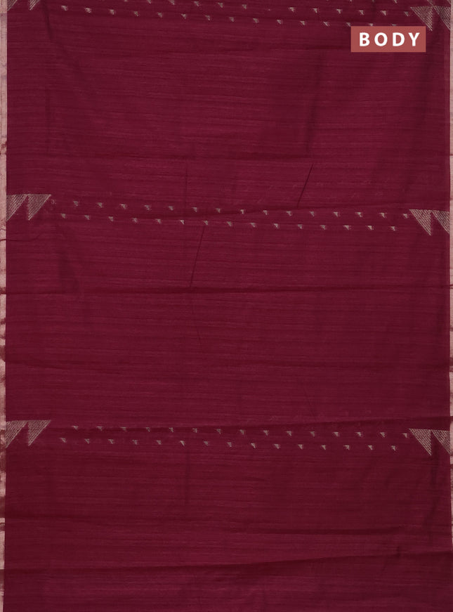 Banarasi semi matka saree wine shade with allover zari woven geometric buttas and woven border