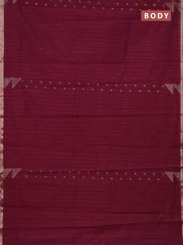 Banarasi semi matka saree wine shade with allover zari woven geometric buttas and woven border