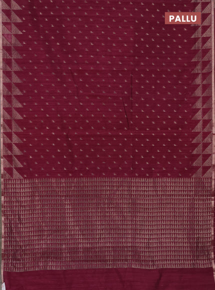 Banarasi semi matka saree wine shade with allover zari woven geometric buttas and woven border
