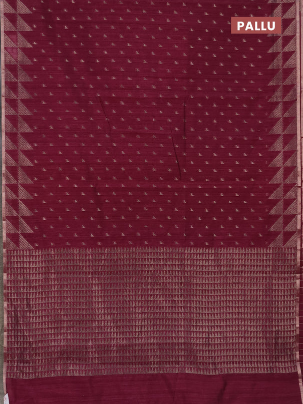 Banarasi semi matka saree wine shade with allover zari woven geometric buttas and woven border
