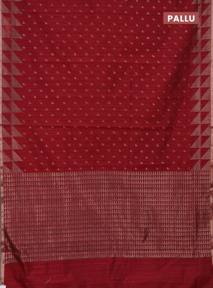 Banarasi semi matka saree maroon with allover zari woven geometric buttas and woven border