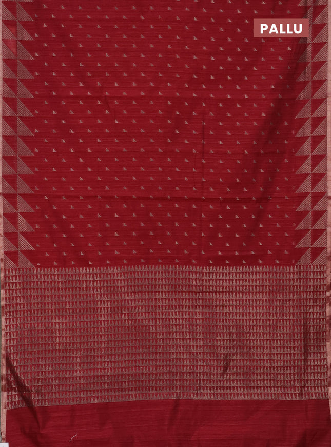 Banarasi semi matka saree maroon with allover zari woven geometric buttas and woven border