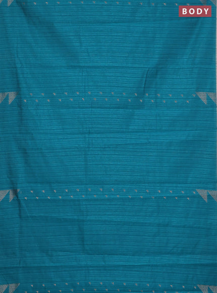 Banarasi semi matka saree teal green shade with allover zari woven geometric buttas and woven border