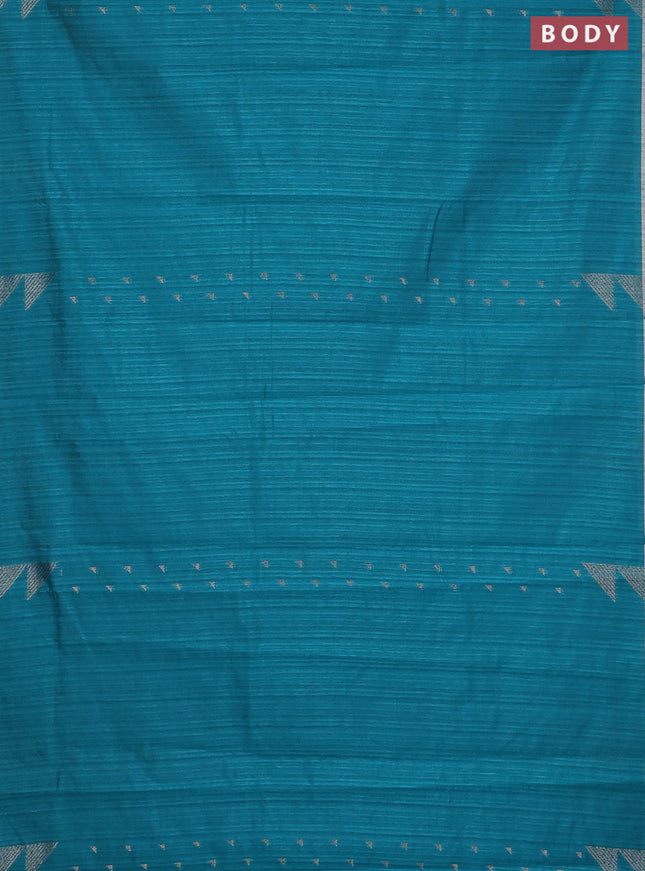 Banarasi semi matka saree teal green shade with allover zari woven geometric buttas and woven border